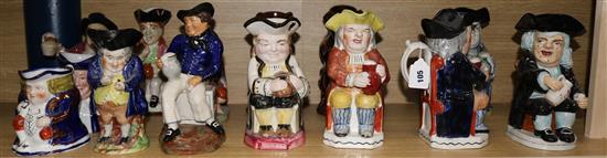 A collection of 19th century and later Toby jugs